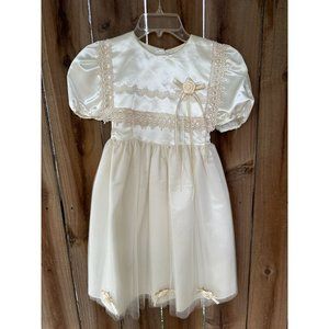 Vintage Girl's POPAYE'S Cream  Satin Tulle  Lace Roses  DRESS 8